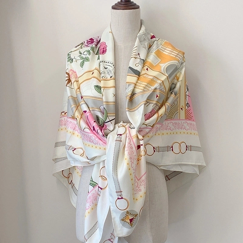 Women's Elegant Minimalist Plant Polyester Silk Scarf