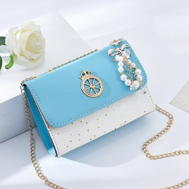 Women's Small Pu Leather Star Elegant Flip Cover Square Bag