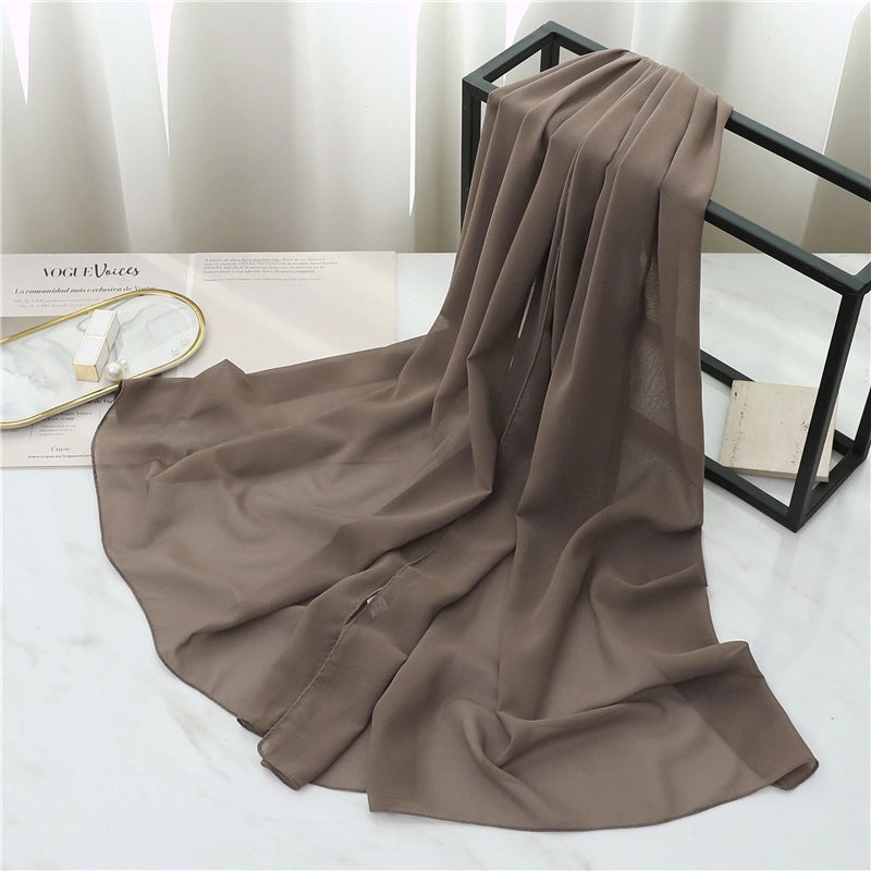 Pearl Chiffon Scarf Solid Color Rectangular Scarf Women's Shawl Basic Scarf