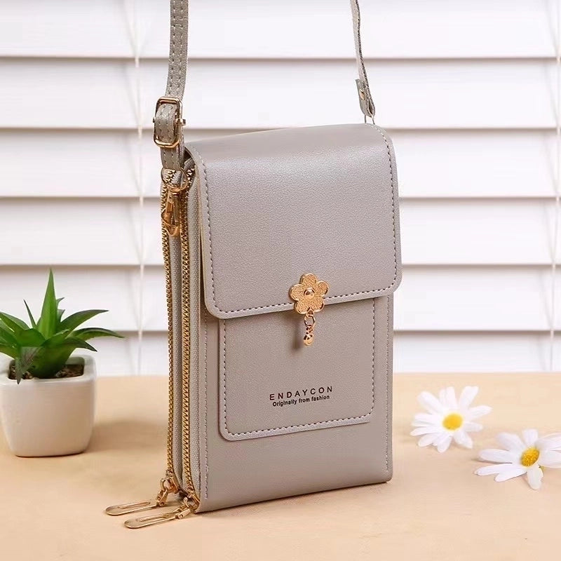 Women's Pu Leather Solid Color Minimalist Square Zipper Phone Wallets