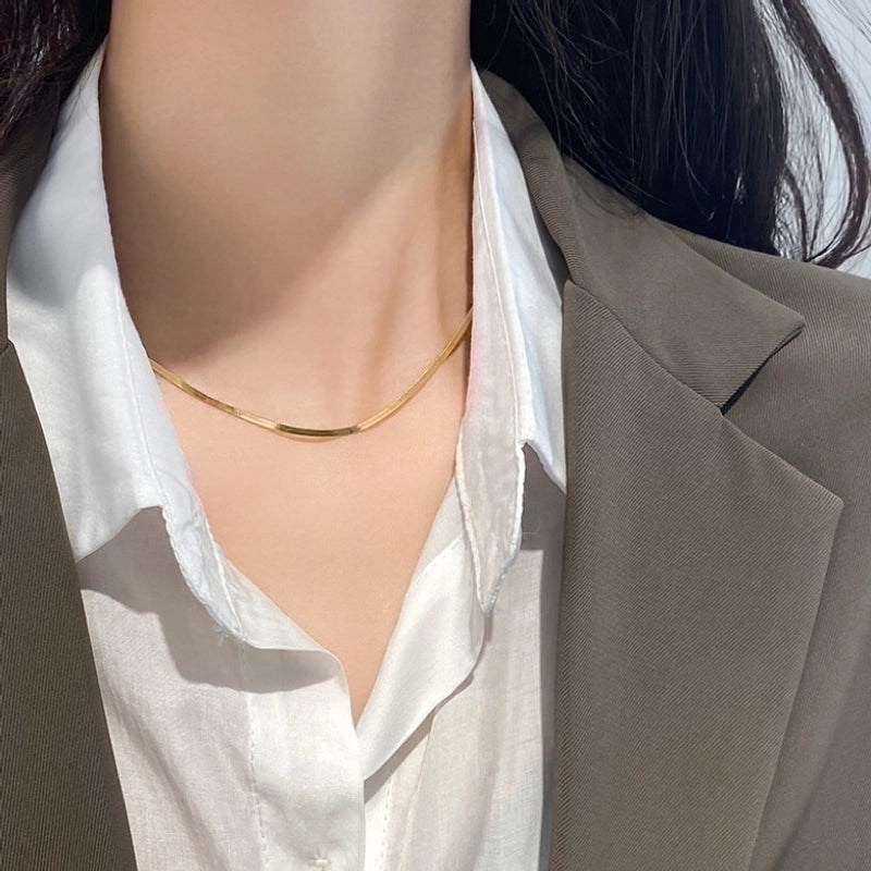 Minimalist Commute Solid Color Stainless Steel Titanium Steel Plating Necklace