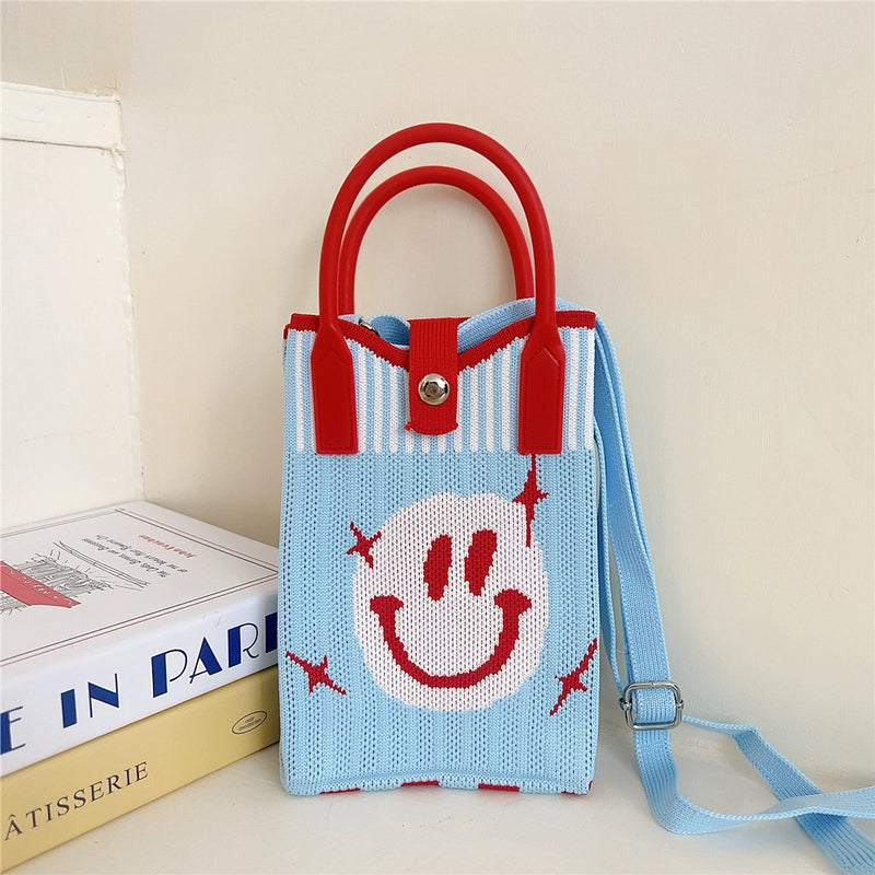 Women's Small Knit Cat Vintage Style Classic Style Bucket Buckle Handbag
