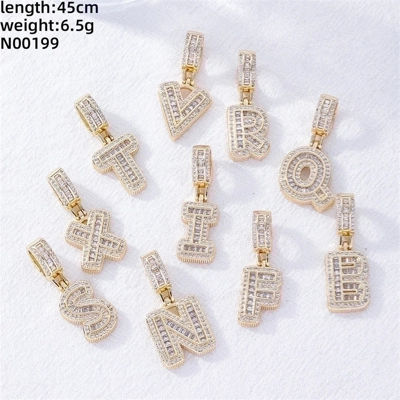Casual Sweet Shiny Letter Copper Inlay Gold Plated Silver Plated Zircon Pendant Necklace