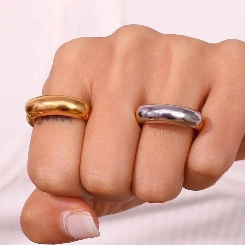 Lady Geometric Stainless Steel Plating Rings