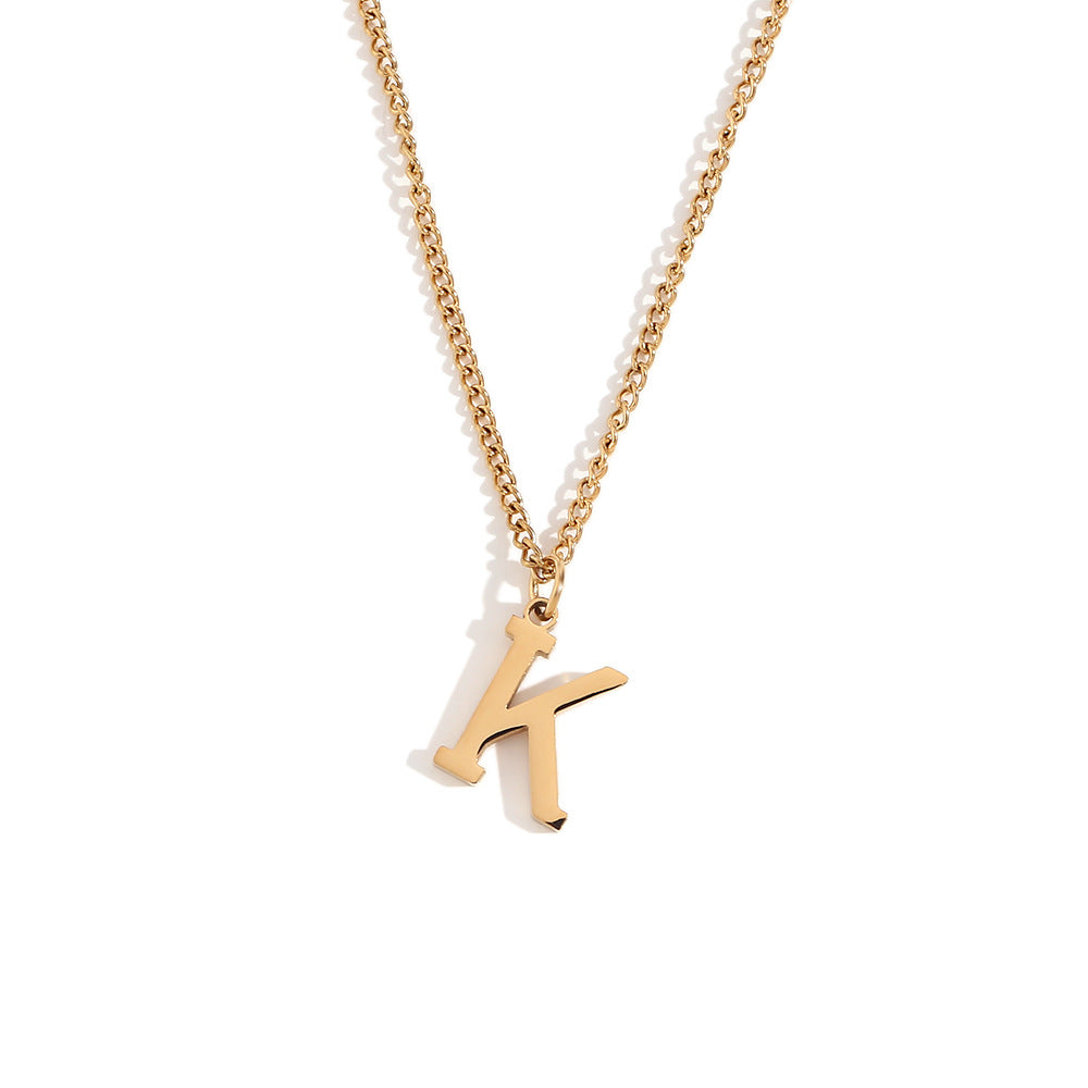 Fashion Letter Number Geometric Text Stainless Steel 18K Gold Plated Necklaces