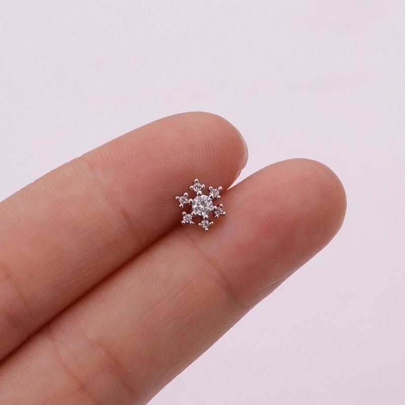 5 Pieces Ear Cartilage Rings & Studs Snowflake Copper Inlaid Shell