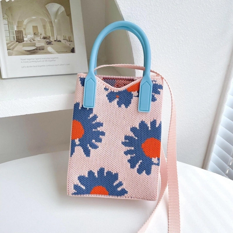 Women's Small Polyester Stripe Plaid Flower Vintage Style Open Crossbody Bag