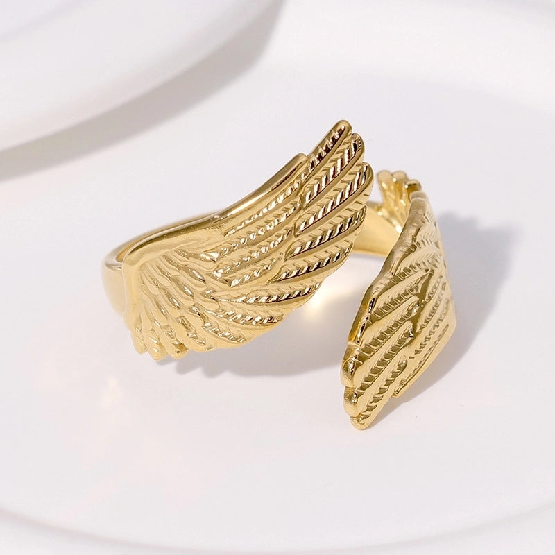Casual Minimalist Geometric 304 Stainless Steel Hollow Out Inlay Open Rings