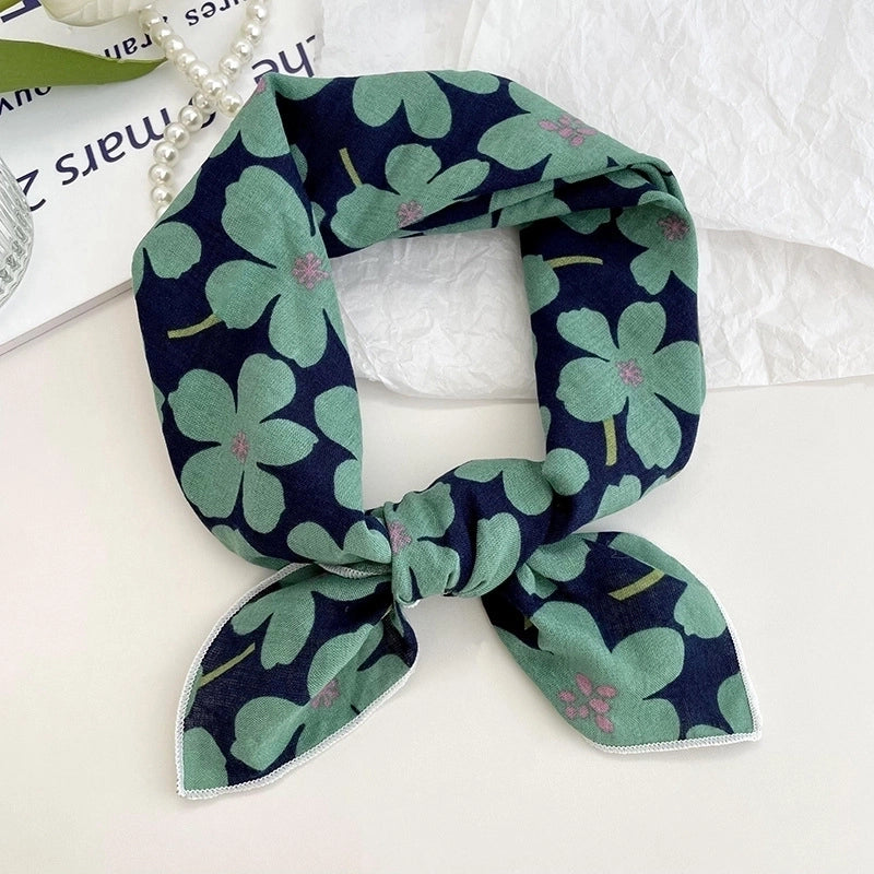 Women's Sweet Minimalist Color Block Cotton And Linen Printing Scarf