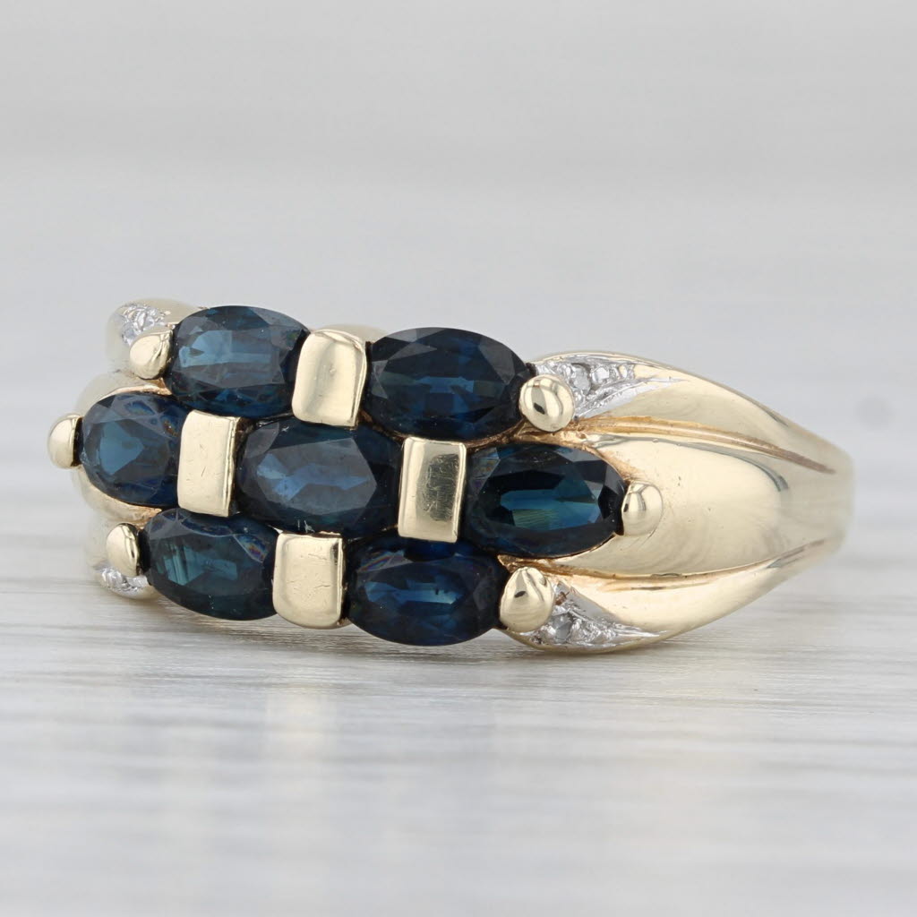 2.66ctw Blue Sapphire Cluster Diamond Ring 10k Yellow Gold Size 10