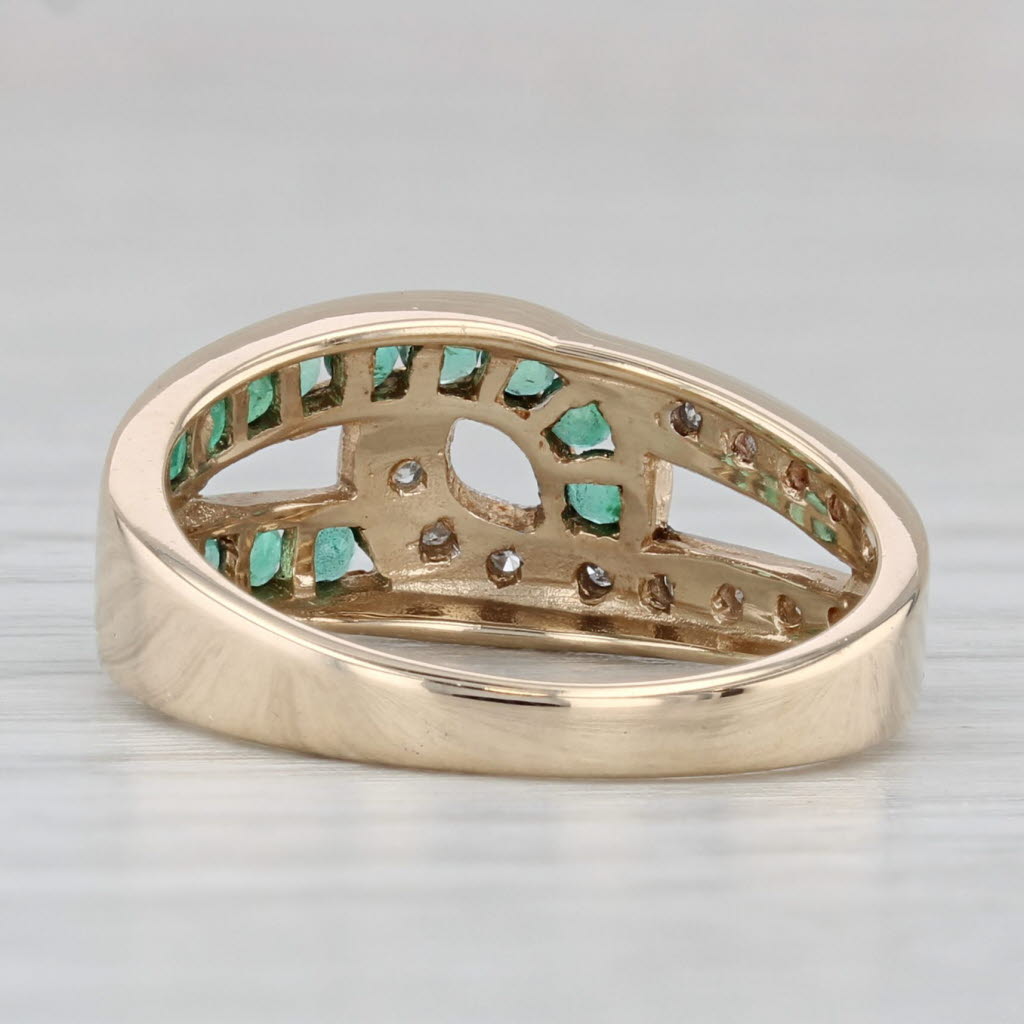 0.50ctw Emerald Diamond Knot Ring 10k Yellow Gold Size 6