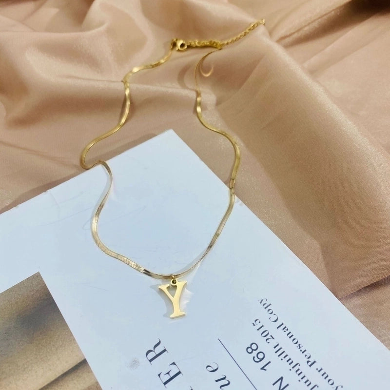 Minimalist Letter Titanium Steel Plating Necklace 1 Piece