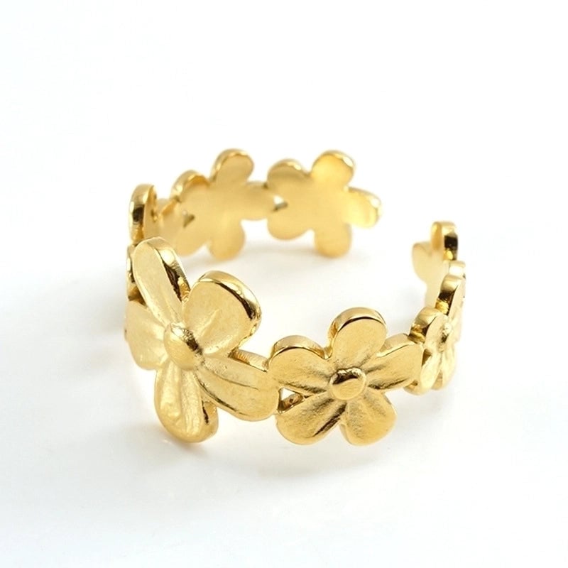 Retro Geometric 304 Stainless Steel Titanium Steel 18K Gold Plated Plating Stainless Steel Rings