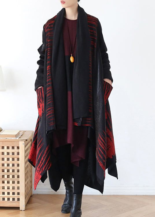 Red Pocket 2022 Trench Coats V Neck Long Sleeve