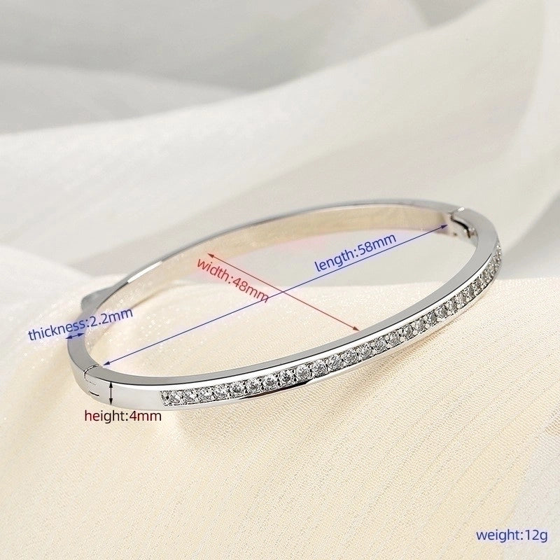Casual Elegant Luxurious Solid Color Stainless Steel 18K Gold Plated Rhinestones Bangle In Bulk