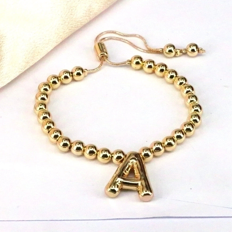 Copper Gold Plated Vintage Style Minimalist Letter Bracelets