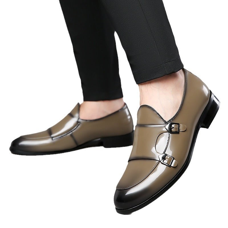 Men's Leather Pointed Glossy Munch Light Luxury Shoes