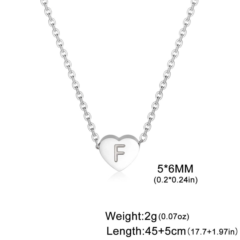 Stainless Steel Titanium Steel Minimalist Letter Heart Shape Plating Pendant Necklace