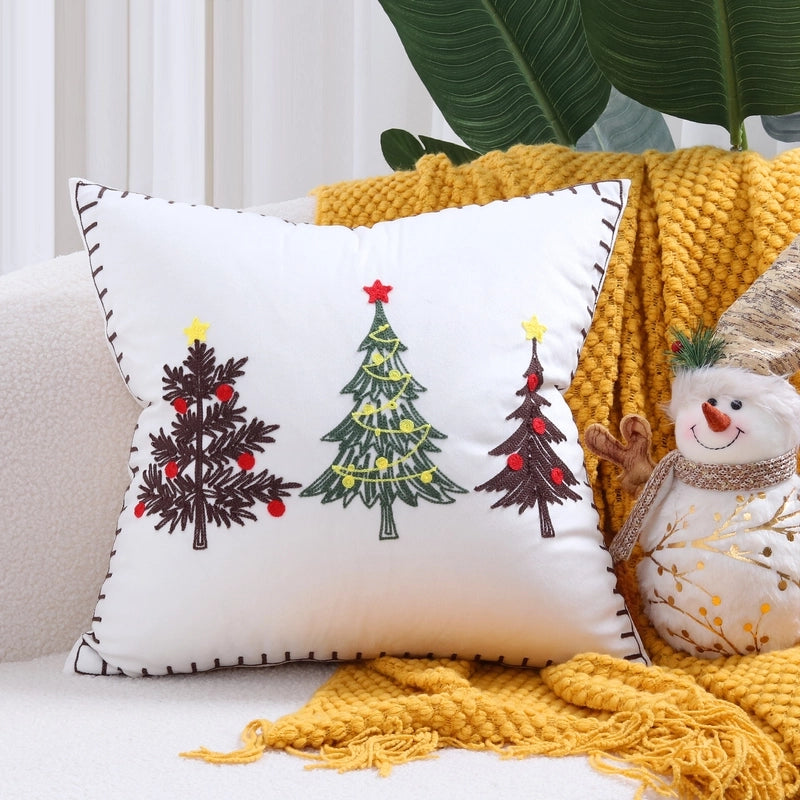 Fashion Christmas Tree Elk Short Plush Pillow Cases