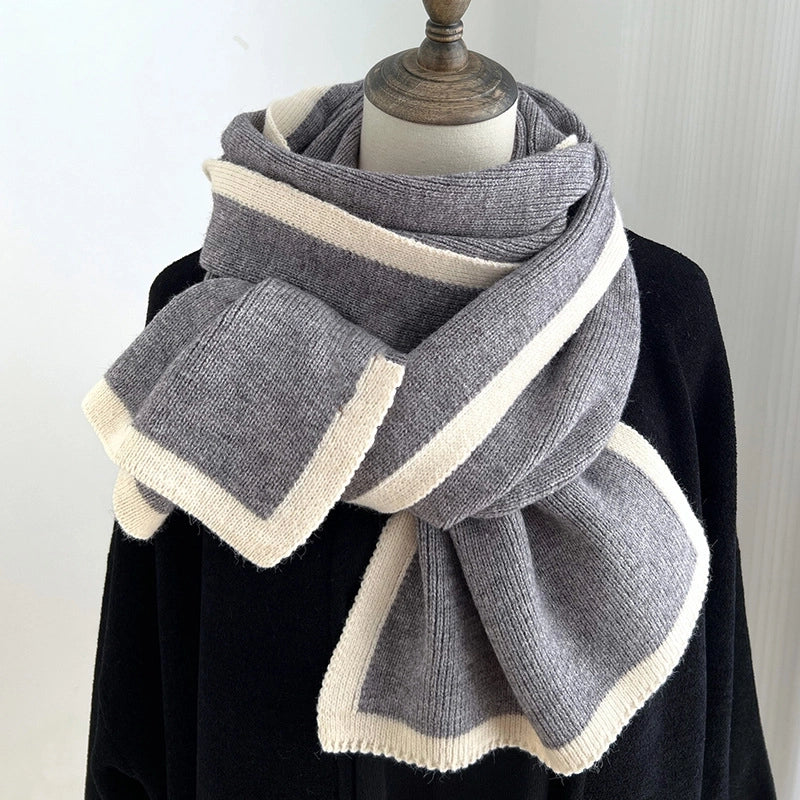 Unisex Minimalist Color Block Polyester Scarf