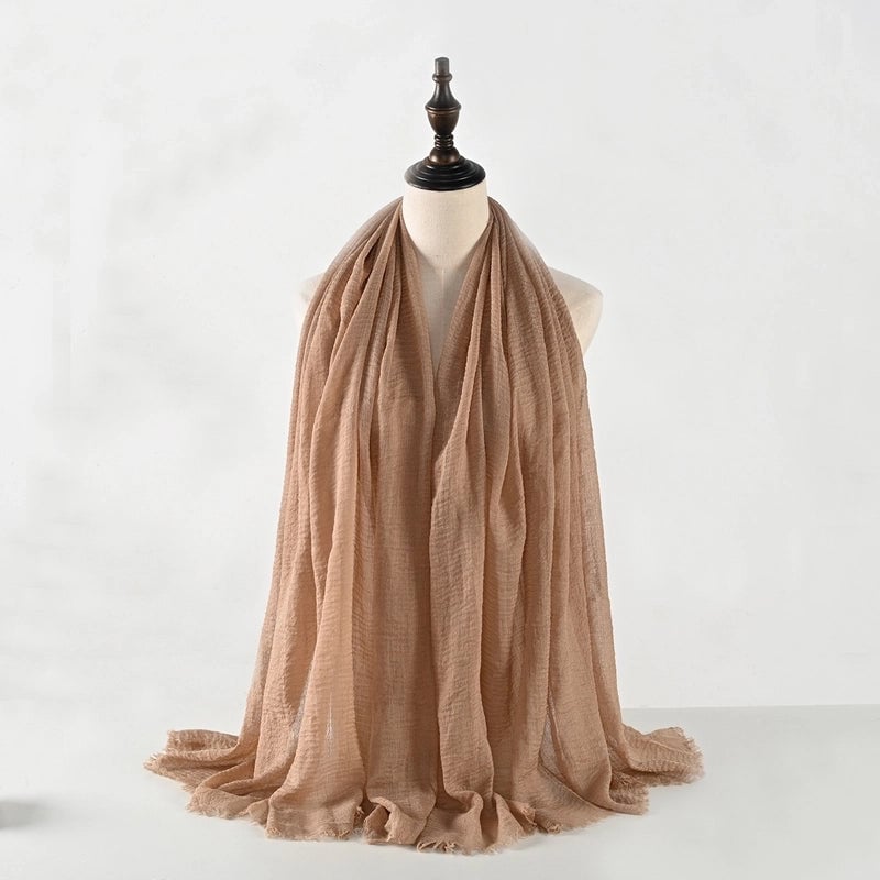 Women's Vacation Minimalist Solid Color Cotton Silk Scarf