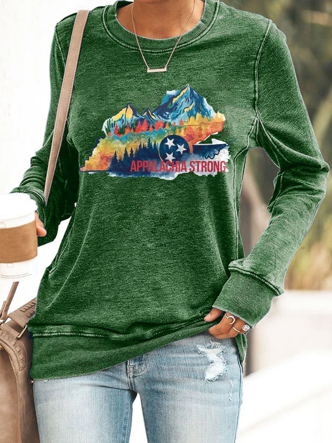 Women's Appalachian Strong Western Hurricane Helene Printed Casual Sweatshirt