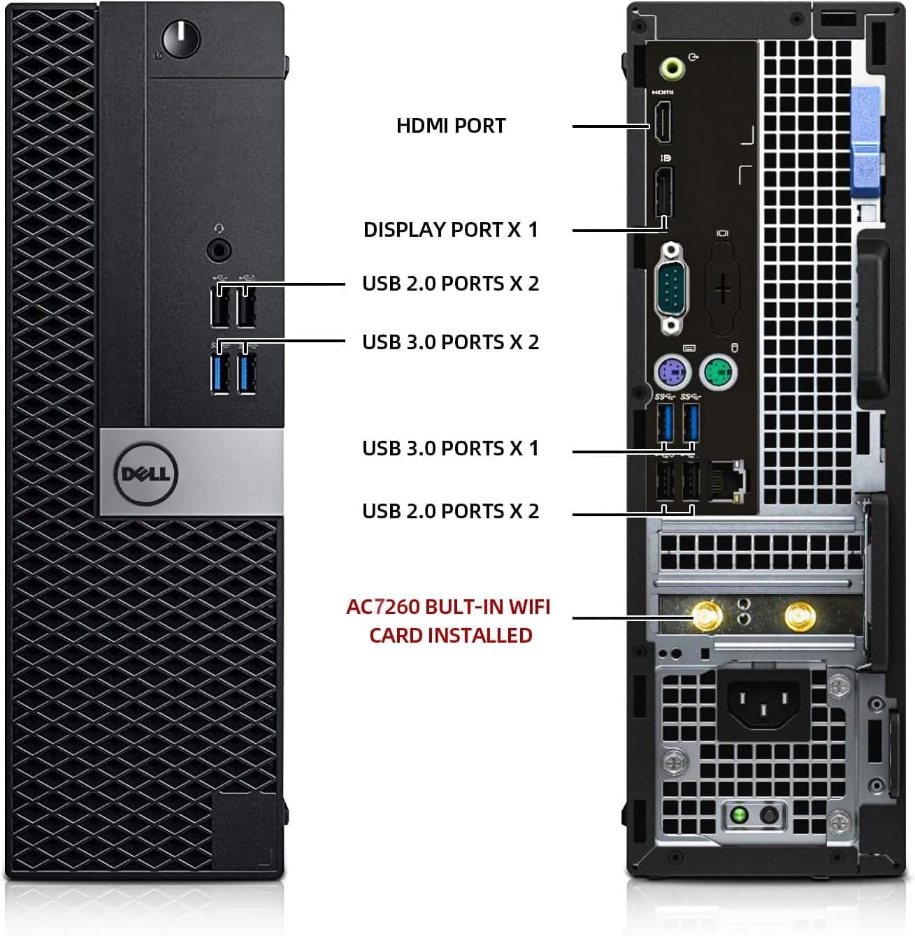 Ordenador de sobremesa Dell OptiPlex con monitor de 24 pulgadas PC y monitor Bundle. i7-6700 3.4GHz.16GB Ram Nuevo 512GB SSD.Intel AC7260 Built-in WiFi Bluetooth.HDMI.Ordenador de sobremesa reacondicionado.Windows 10 Pro (Renovado)