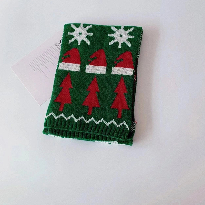 Red Elk Children's Knitted Scarf Winter Christmas Gift Student Warm Neck Set Baby's Wool Neck