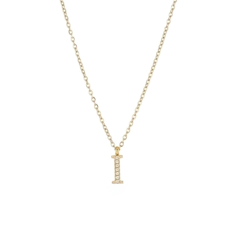 Minimalist Letter 304 Stainless Steel Zircon 16K Gold Plated White Gold Plated Plating Inlay Pendant Necklace