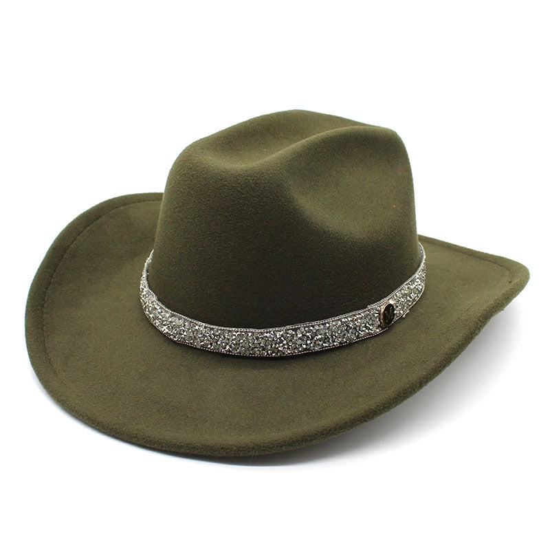 Felt Top Hat Curved Edge Classic Belt Buckle Panama Hat Gentleman Hat Curling Sun Protection Sun Hat