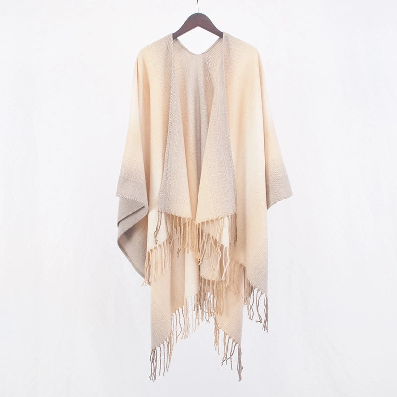 Spring Fashion Outer Cape Jacket Cashmere Thickened Warm Double-sided Tassel Scarf Mother's Day Gift