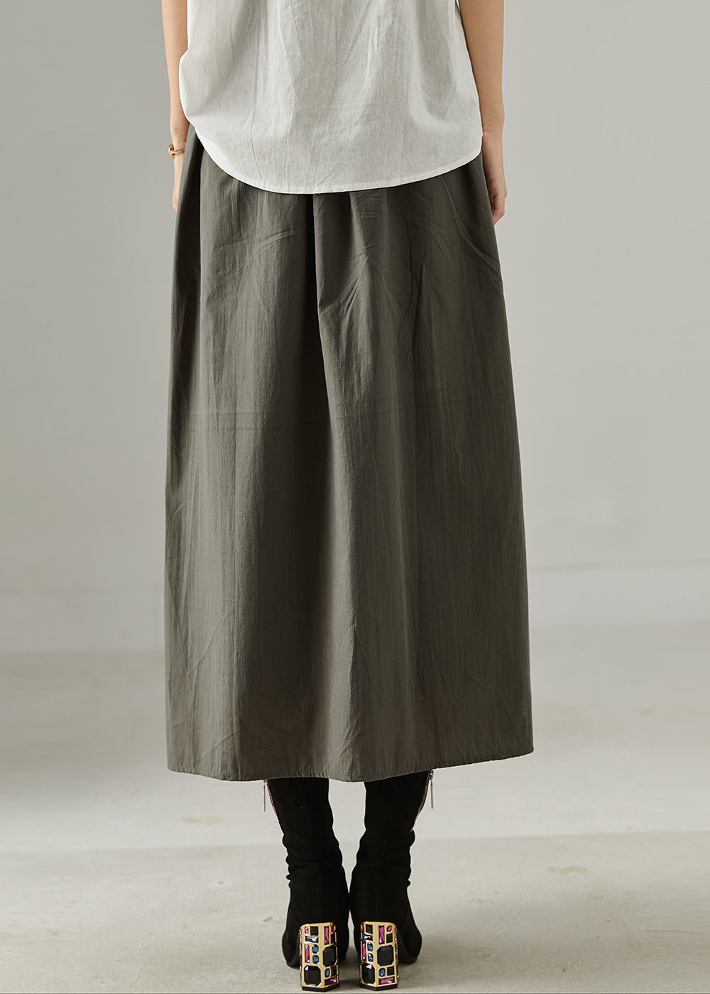 Casual Red Elastic Waist Patchwork Cotton Skirts Spring