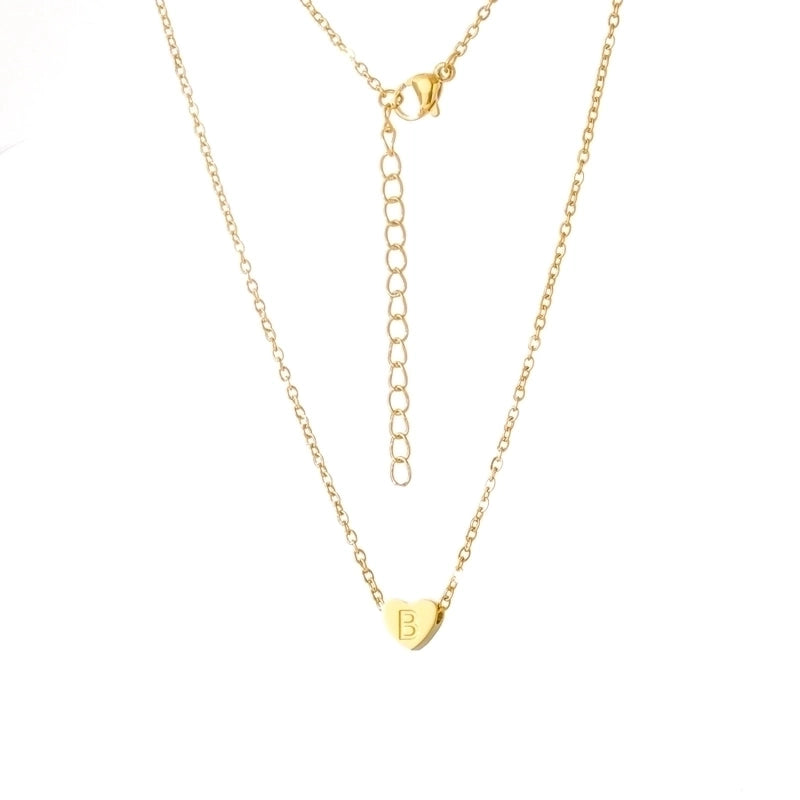 Stainless Steel Titanium Steel 18K Gold Plated Minimalist Letter Heart Shape None Pendant Necklace