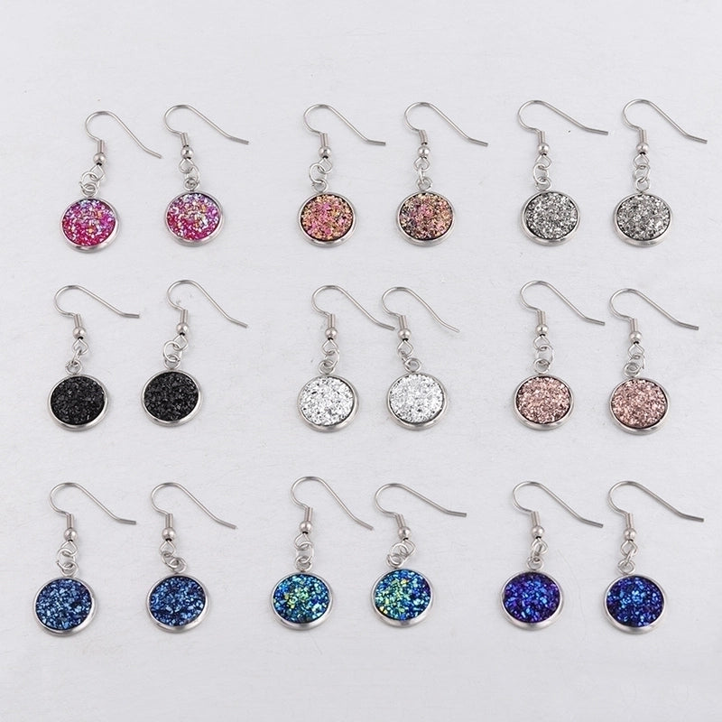 5 Pieces Minimalist Round Stainless Steel Resin Resin None Drop Earrings
