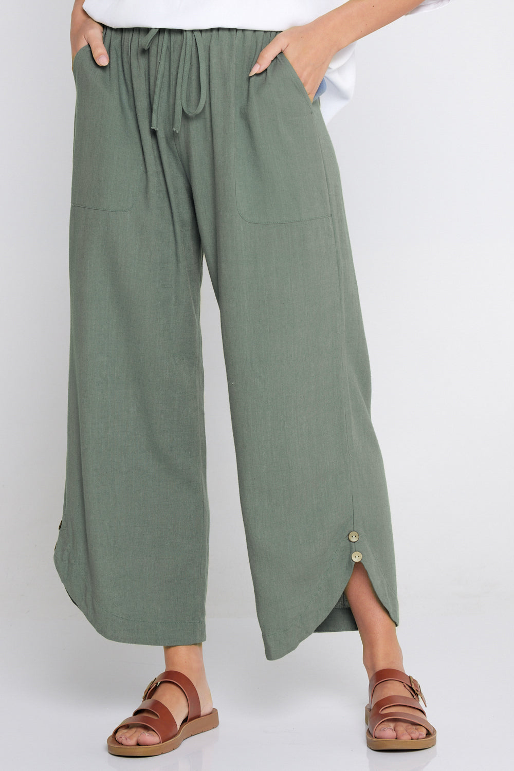 Felicity Linen Pants - Khaki