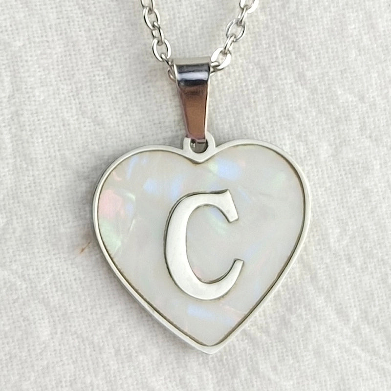 Cute Sweet Letter Titanium Steel Plating Inlay Shell Pendant Necklace