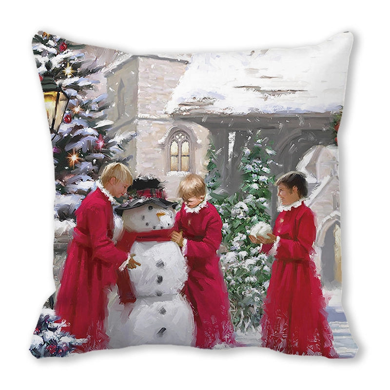 Christmas Pastoral Santa Claus Chemical Fiber Pillow Cases Couch & Sofa Decor