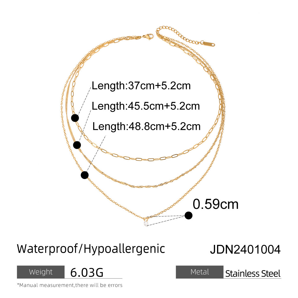 Jie Ding 18K Gold Stainless Steel Necklace Simple Jewelry Titanium Steel