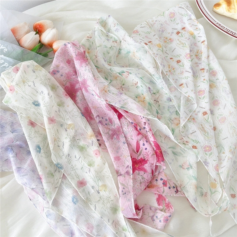 Women's Cartoon Style Cute Sweet Rhombus Synthetic Yarn Silk Scarf