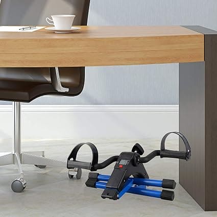 FOLDING PEDAL EXERCISER, MINI ARM LEG UNDER DESK EXERCISE BIKE FOOT HAND PEDDLER MACHINE
