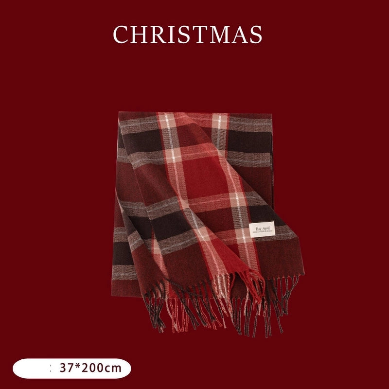 Unisex Elegant Minimalist Lattice Polyester Tassel Scarf