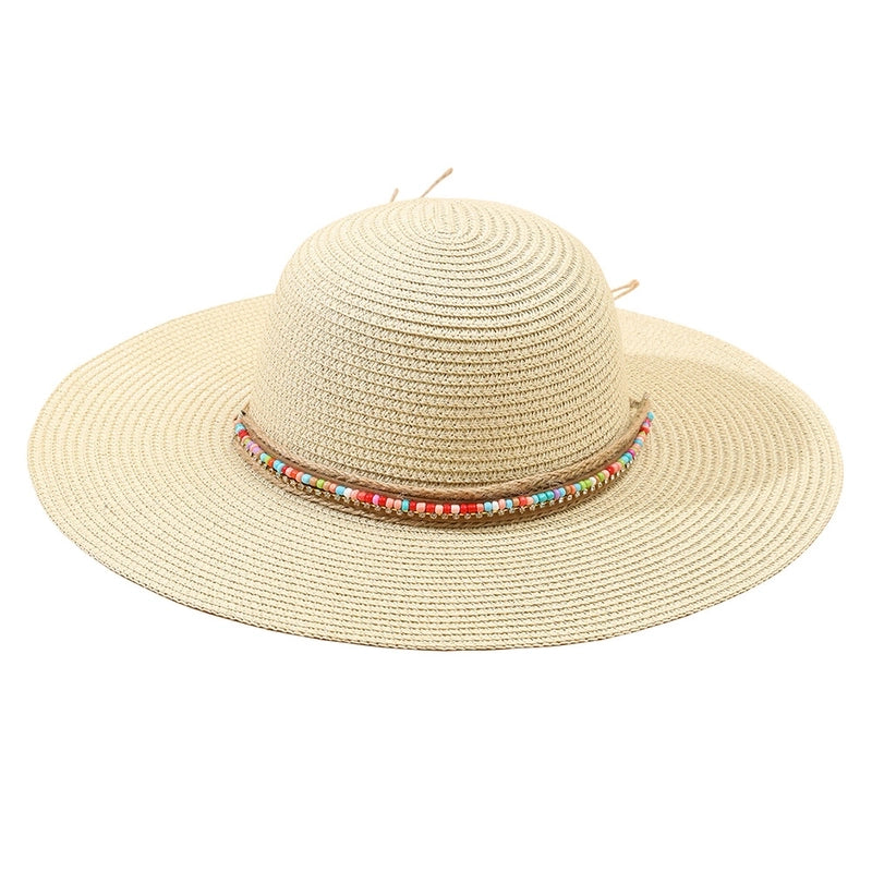 6 Pieces Women's Bohemian Solid Color Big Eaves Sun Hat