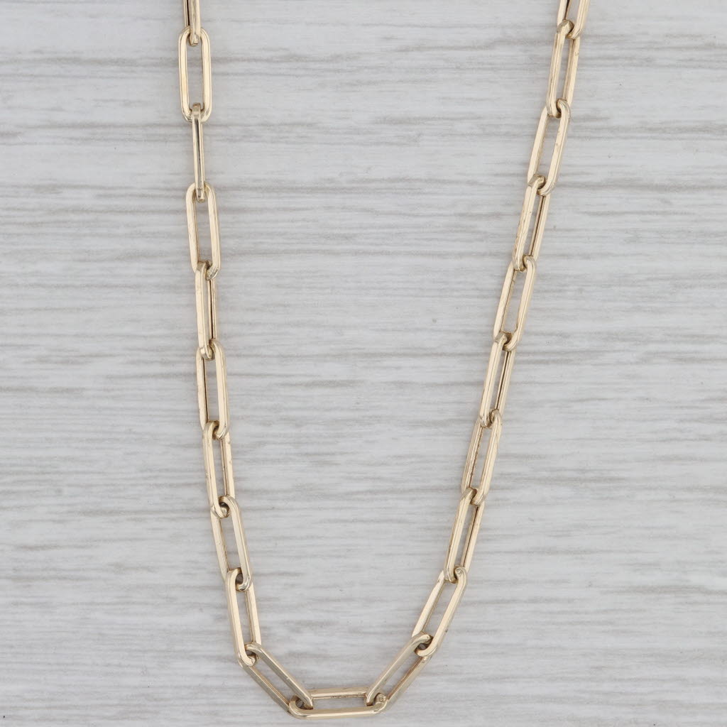 Paperclip Elongated Cable Chain Necklace 14k Yellow Gold 20 2.9mm