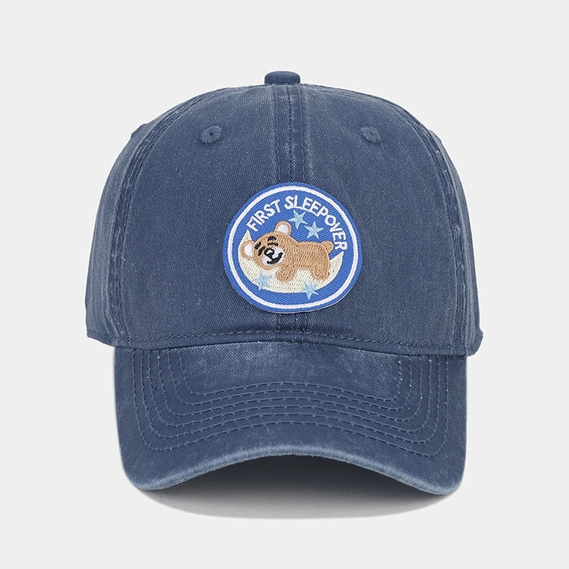 Women'S Cute Bear Cat Embroidery Curved Eaves Baseball Cap