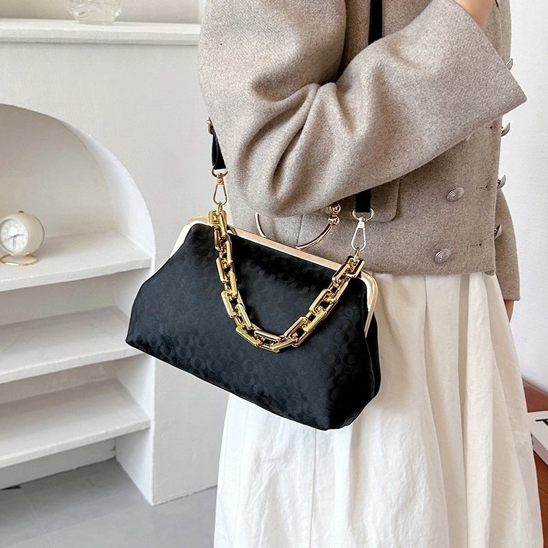 Women's Small Pu Leather Color Block Streetwear Shell Clasp Frame Shoulder Bag Crossbody Bag Dome Bag