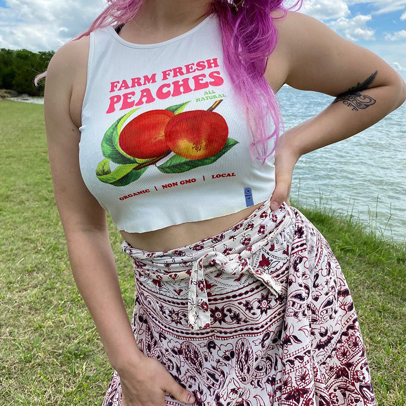 Farm Fresh Peaches Ribbed Top