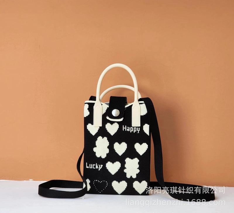 Women's Polyester Cartoon Cute Square Hidden Buckle Shoulder Bag Handbag Crossbody Bag