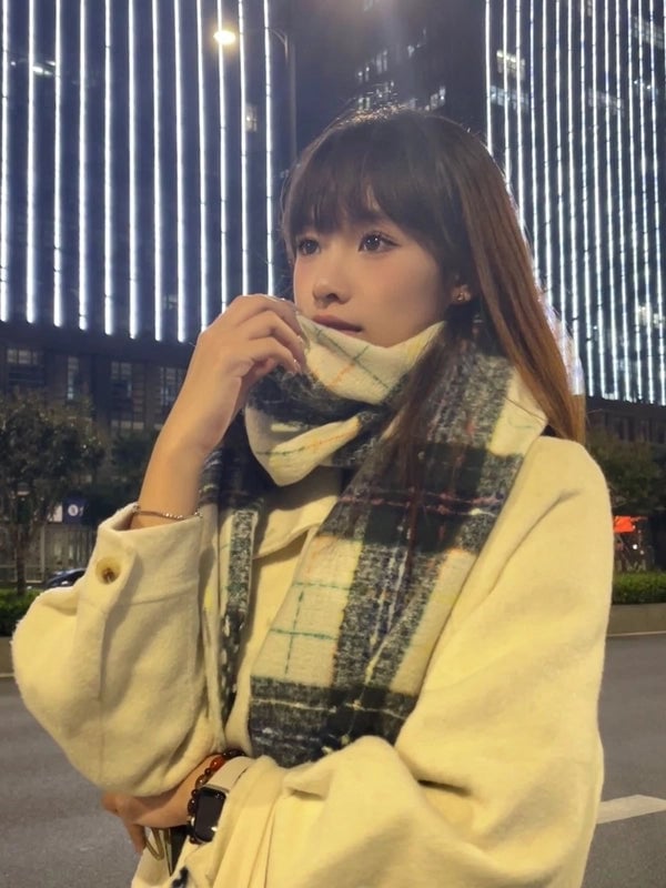 Unisex Sweet Stripe Polyester Knitting Scarf