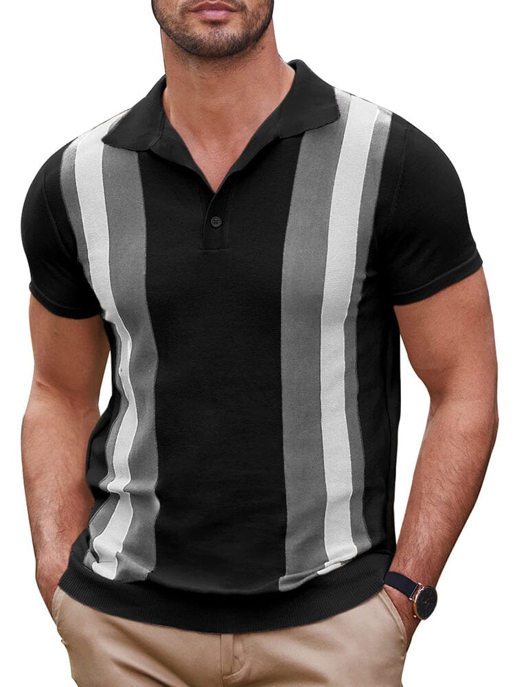 Vintage Stripe Short Sleeve Knitted Polo Shirt (US Only)