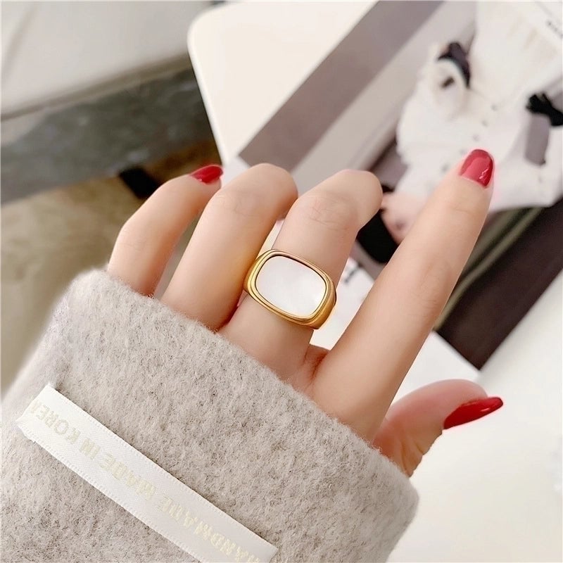 Minimalist Square Stainless Steel Plating 18k Gold Plated Rings